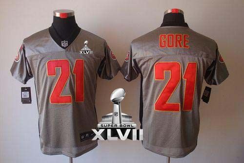  49ers #21 Frank Gore Grey Shadow Super Bowl XLVII Men's Stitched NFL Elite Jersey