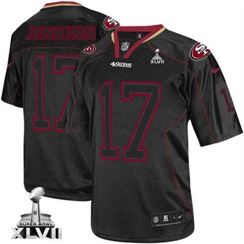  49ers #17 A.J. Jenkins Lights Out Black Super Bowl XLVII Men's Stitched NFL Elite Jersey