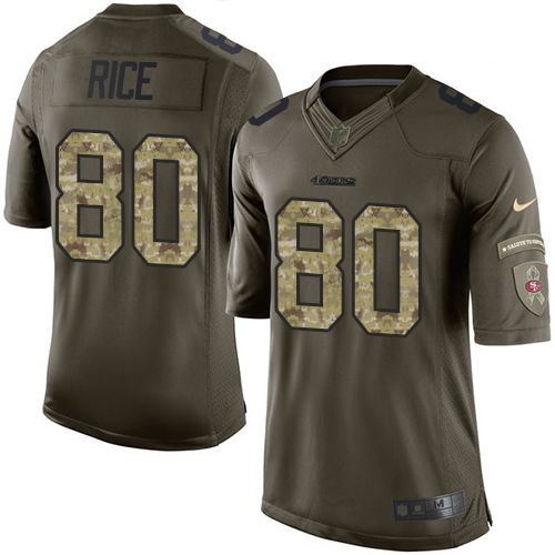  49ers #80 Jerry Rice Green Men's Stitched NFL Limited Salute to Service Jersey