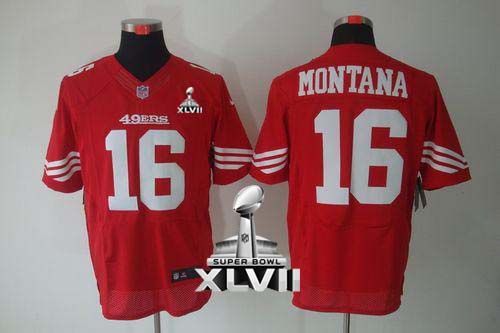  49ers #16 Joe Montana Red Team Color Super Bowl XLVII Men's Stitched NFL Elite Jersey