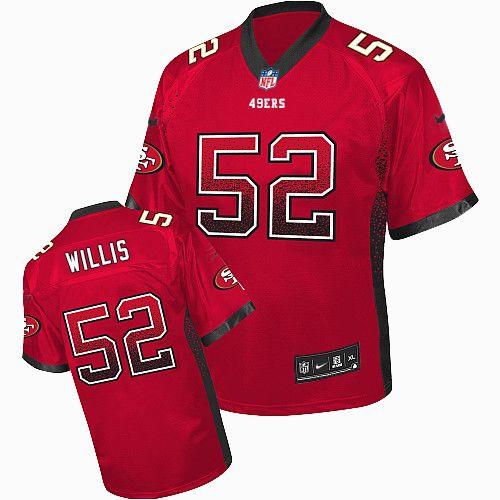  49ers #52 Patrick Willis Red Team Color Men's Stitched NFL Elite Drift Fashion Jersey