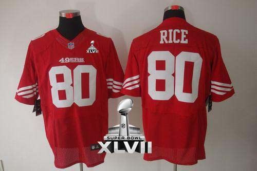  49ers #80 Jerry Rice Red Team Color Super Bowl XLVII Men's Stitched NFL Elite Jersey