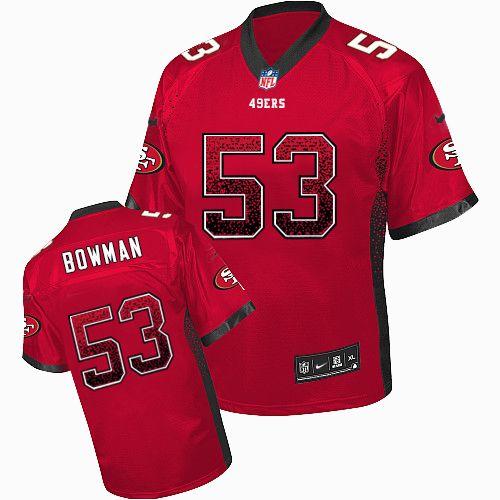  49ers #53 NaVorro Bowman Red Team Color Men's Stitched NFL Elite Drift Fashion Jersey