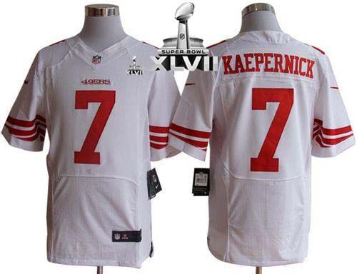 49ers #7 Colin Kaepernick White Super Bowl XLVII Men's Stitched NFL Elite Jersey