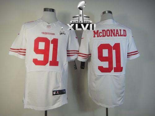 49ers #91 Ray McDonald White Super Bowl XLVII Men's Stitched NFL Elite Jersey