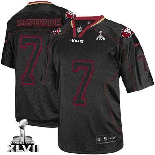  49ers #7 Colin Kaepernick Lights Out Black Super Bowl XLVII Men's Stitched NFL Elite Jersey