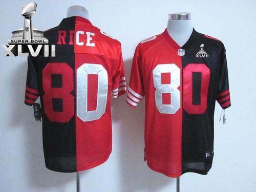  49ers #80 Jerry Rice Black/Red Super Bowl XLVII Men's Stitched NFL Elite Split Jersey