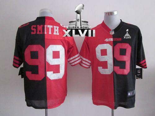  49ers #99 Aldon Smith Black/Red Super Bowl XLVII Men's Stitched NFL Elite Split Jersey