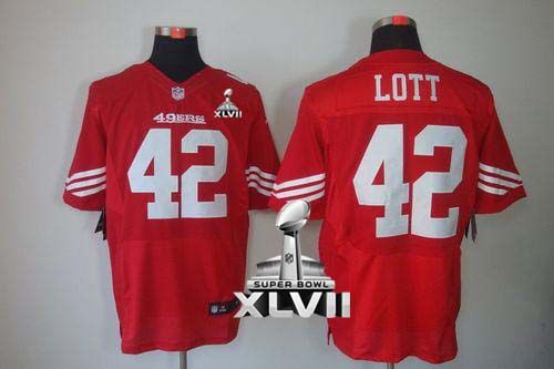  49ers #42 Ronnie Lott Red Team Color Super Bowl XLVII Men's Stitched NFL Elite Jersey