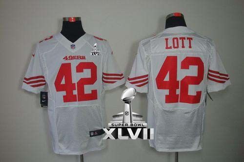 49ers #42 Ronnie Lott White Super Bowl XLVII Men's Stitched NFL Elite Jersey
