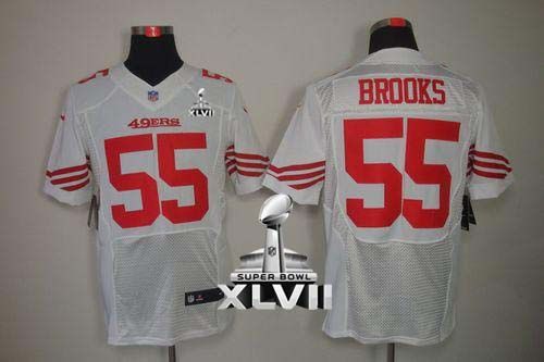  49ers #55 Ahmad Brooks White Super Bowl XLVII Men's Stitched NFL Elite Jersey