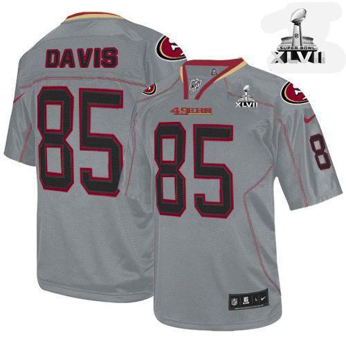 49ers #85 Vernon Davis Lights Out Grey Super Bowl XLVII Men's Stitched NFL Elite Jersey