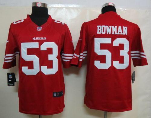  49ers #53 NaVorro Bowman Red Team Color Men's Stitched NFL Limited Jersey