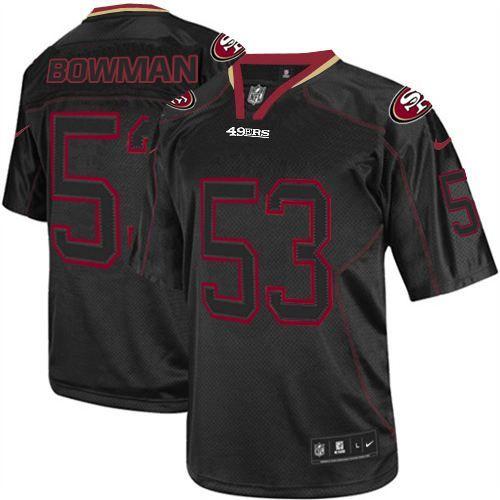  49ers #53 NaVorro Bowman Lights Out Black Men's Stitched NFL Elite Jersey