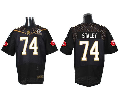  49ers #74 Joe Staley Black 2016 Pro Bowl Men's Stitched NFL Elite Jersey