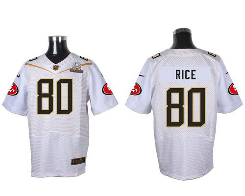  49ers #80 Jerry Rice White 2016 Pro Bowl Men's Stitched NFL Elite Jersey