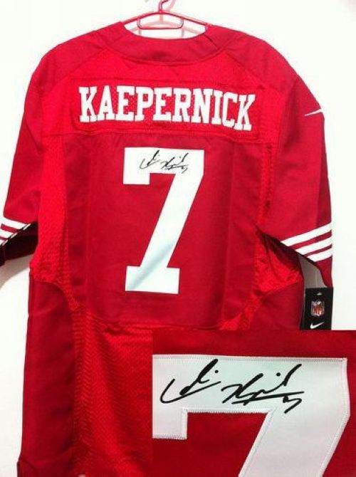  49ers #7 Colin Kaepernick Red Team Color Men's Stitched NFL Elite Autographed Jersey