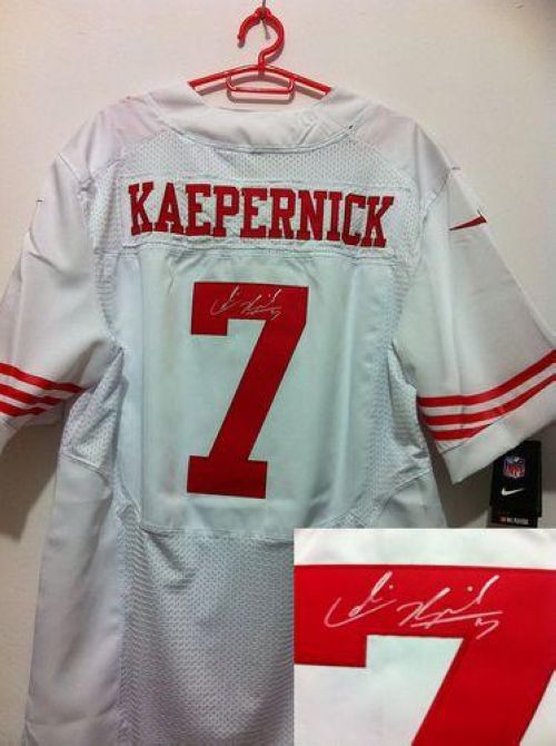  49ers #7 Colin Kaepernick White Men's Stitched NFL Elite Autographed Jersey