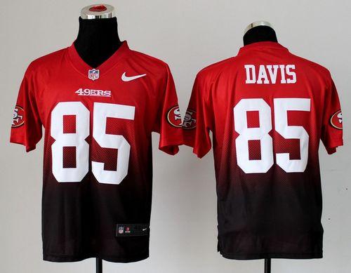  49ers #85 Vernon Davis Red/Black Men's Stitched NFL Elite Fadeaway Fashion Jersey