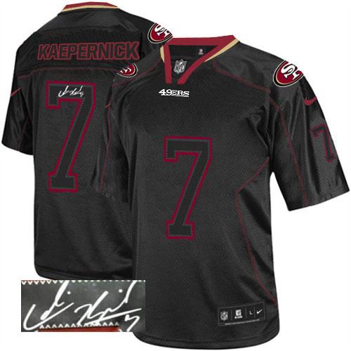  49ers #7 Colin Kaepernick Lights Out Black Men's Stitched NFL Elite Autographed Jersey