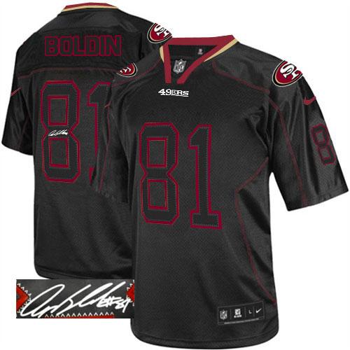  49ers #81 Anquan Boldin Lights Out Black Men's Stitched NFL Elite Autographed Jersey