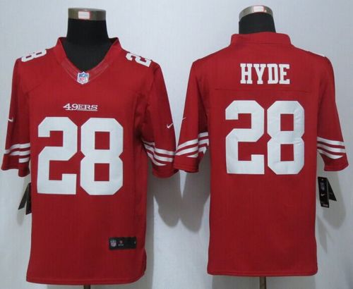  49ers #28 Carlos Hyde Red Team Color Men's Stitched NFL Limited Jersey
