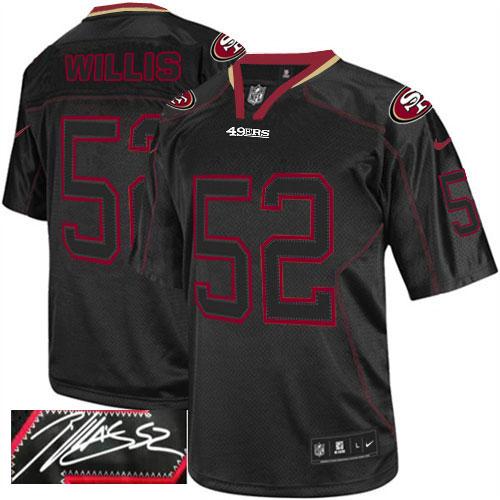 49ers #52 Patrick Willis Lights Out Black Men's Stitched NFL Elite Autographed Jersey