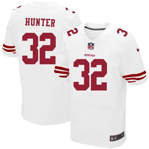  49ers #32 Kendall Hunter White Men's Stitched NFL Elite Jersey