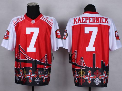  49ers #7 Colin Kaepernick Red Men's Stitched NFL Elite Noble Fashion Jersey