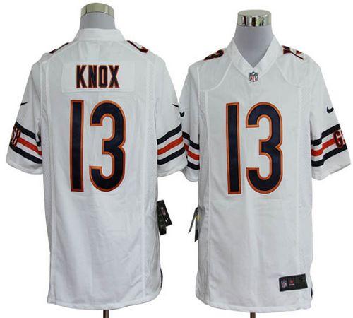  Bears #13 Johnny Knox White Men's Stitched NFL Game Jersey