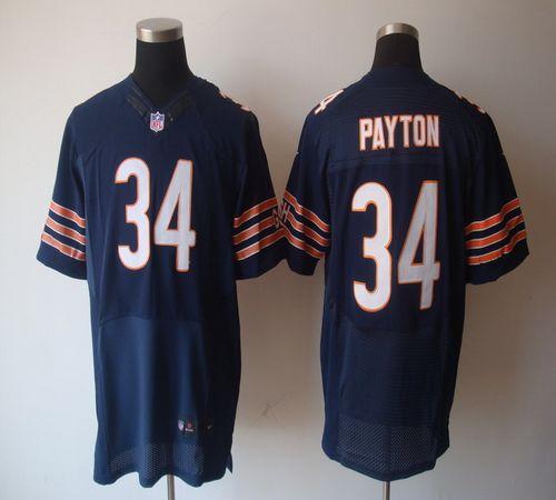  Bears #34 Walter Payton Navy Blue Team Color Men's Stitched NFL Elite Jersey