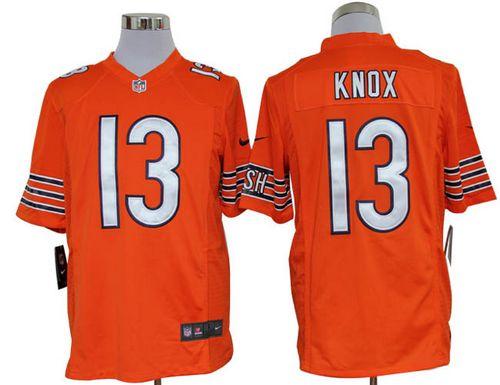  Bears #13 Johnny Knox Orange Alternate Men's Stitched NFL Game Jersey