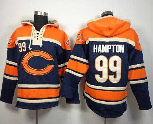 Chicago Bears #99 Dan Hampton Navy Blue Sawyer Hooded Sweatshirt NFL Hoodie