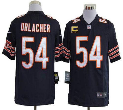  Bears #54 Brian Urlacher Navy Blue Team Color With C Patch Men's Stitched NFL Game Jersey