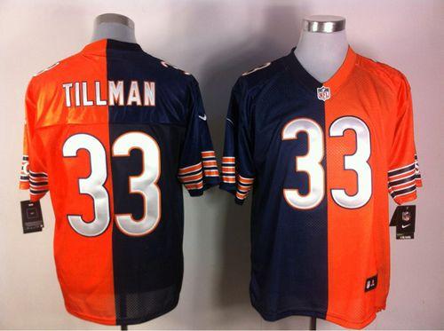  Bears #33 Charles Tillman Navy Blue/Orange Men's Stitched NFL Elite Split Jersey
