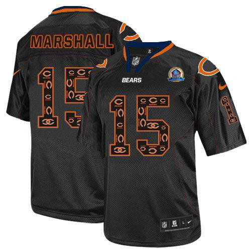  Bears #15 Brandon Marshall New Lights Out Black With Hall of Fame 50th Patch Men's Stitched NFL Elite Jersey