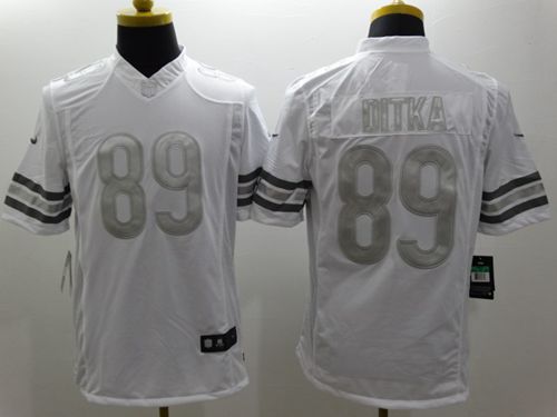  Bears #89 Mike Ditka White Men's Stitched NFL Limited Platinum Jersey