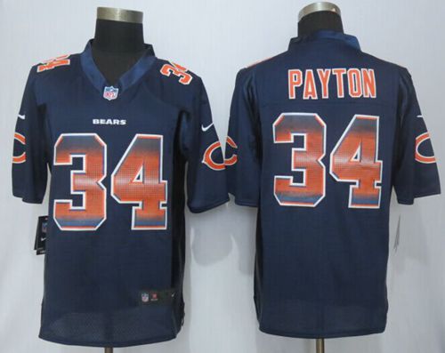  Bears #34 Walter Payton Navy Blue Team Color Men's Stitched NFL Limited Strobe Jersey