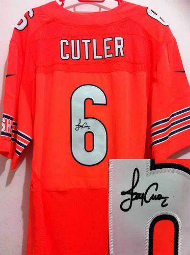  Bears #6 Jay Cutler Orange Alternate Men's Stitched NFL Elite Autographed Jersey