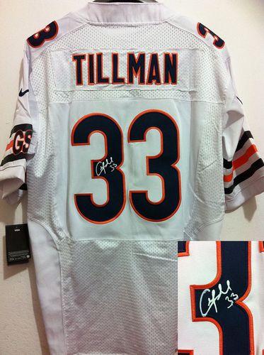  Bears #33 Charles Tillman White Men's Stitched NFL Elite Autographed Jersey
