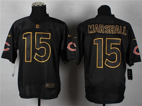 Bears #15 Brandon Marshall Black Gold No. Fashion Men's Stitched NFL Elite Jersey