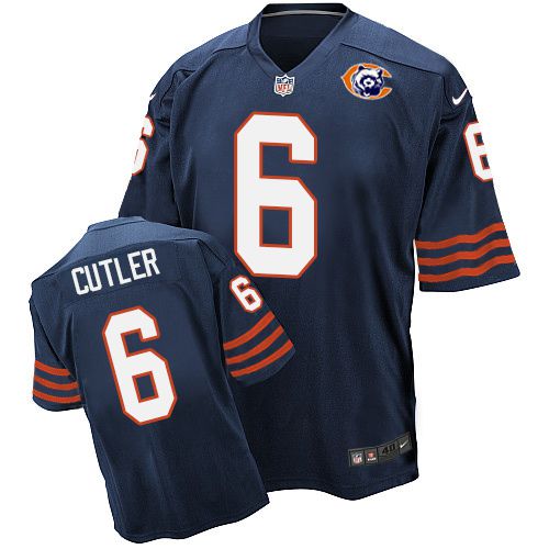  Bears #6 Jay Cutler Navy Blue Throwback Men's Stitched NFL Elite Jersey