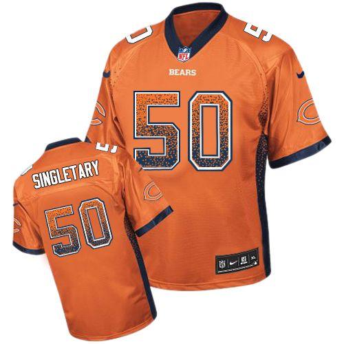  Bears #50 Mike Singletary Orange Alternate Men's Stitched NFL Elite Drift Fashion Jersey