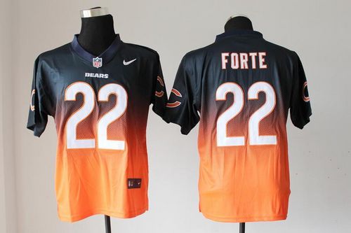  Bears #22 Matt Forte Navy Blue/Orange Men's Stitched NFL Elite Fadeaway Fashion Jersey