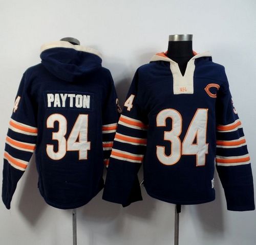 Chicago Bears #34 Walter Payton Navy Blue Player Winning Method Pullover NFL Hoodie