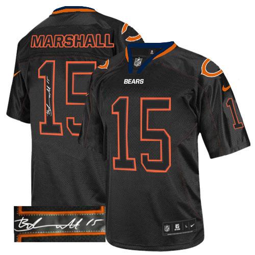  Bears #15 Brandon Marshall Lights Out Black Men's Stitched NFL Elite Autographed Jersey