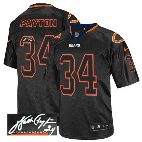  Bears #34 Walter Payton Lights Out Black Men's Stitched NFL Elite Autographed Jersey