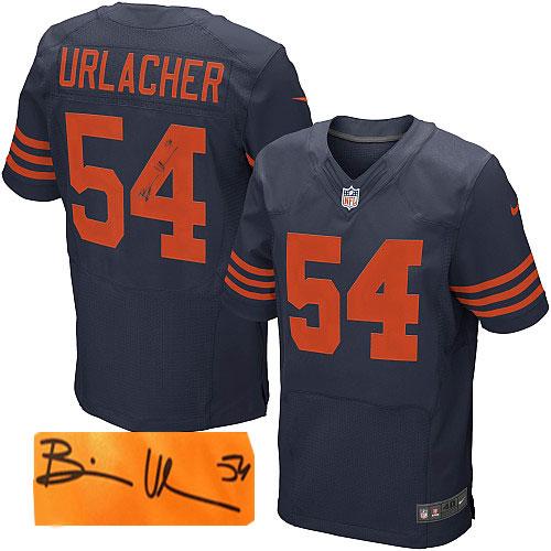  Bears #54 Brian Urlacher Navy Blue 1940s Throwback Men's Stitched NFL Elite Autographed Jersey
