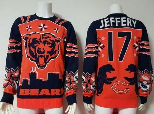  Bears #17 Alshon Jeffery Orange/Navy Blue Men's Ugly Sweater