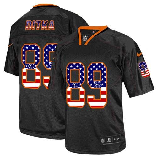  Bears #89 Mike Ditka Black Men's Stitched NFL Elite USA Flag Fashion Jersey